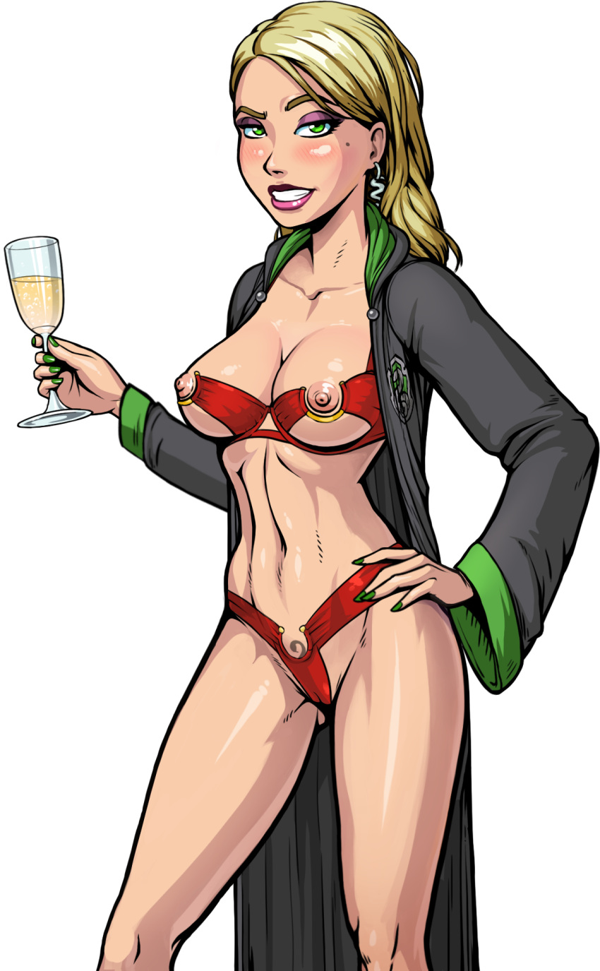 alcohol blonde_hair daphne_greengrass drunk highres innocent_witches sad_crab siserg witch