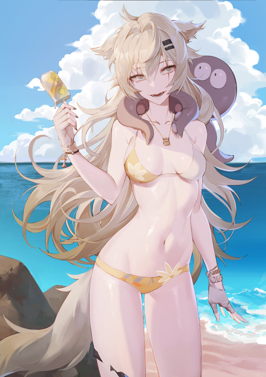 animal_ears arknights bikini hana3901 lappland_(arknights) swimsuits tail