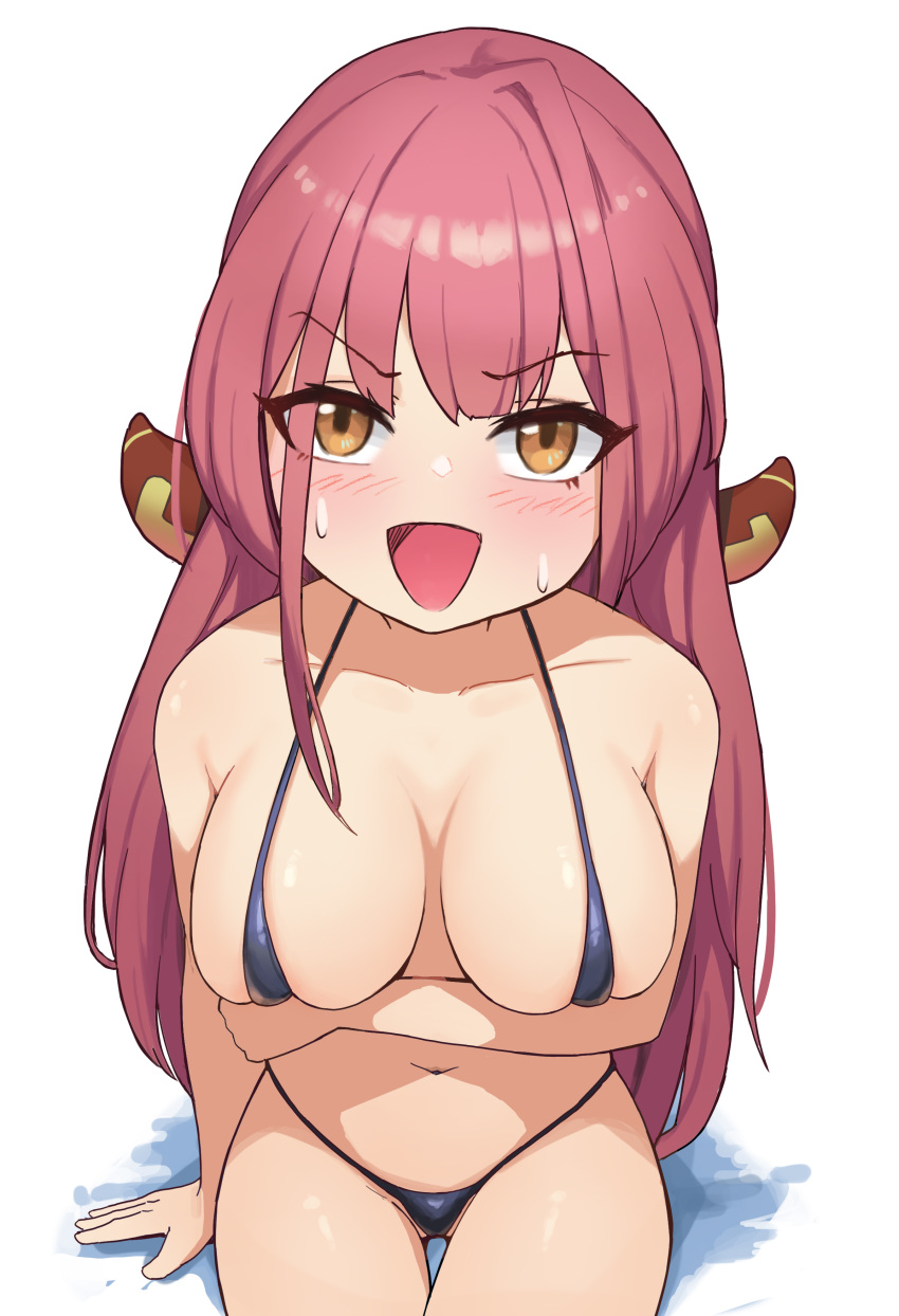 bikini blue_archive horns kkusag rikuhachima_aru swimsuits