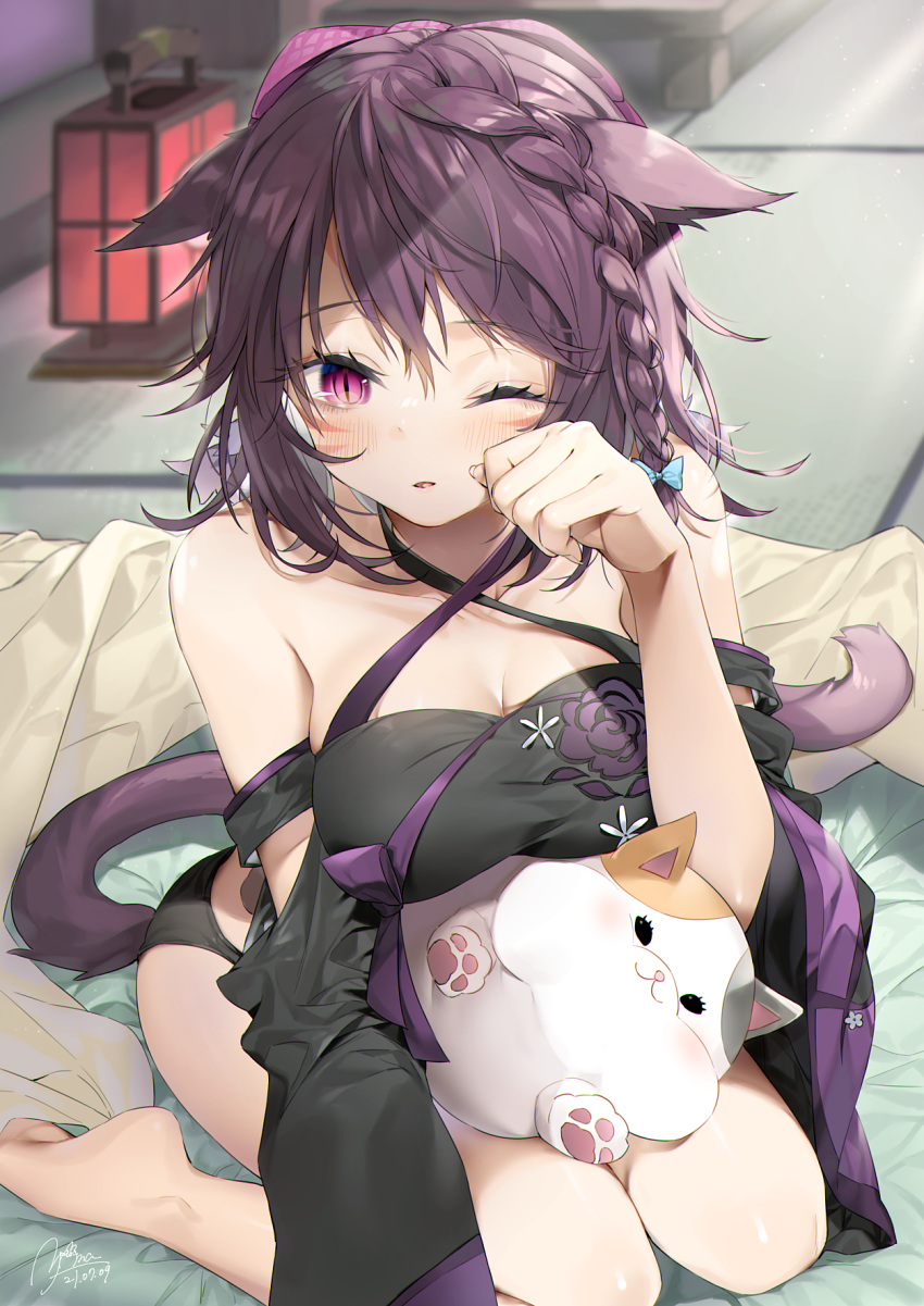 animal_ears cleavage japanese_clothes pantsu tagme tail yana_mori