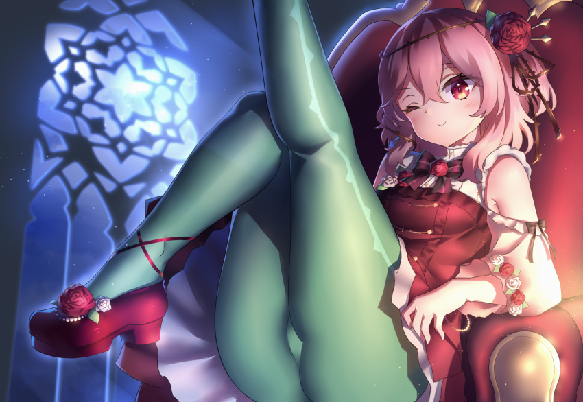 neit_ni_sei nijisanji pantyhose pink_hair tagme_(character) upskirt wink