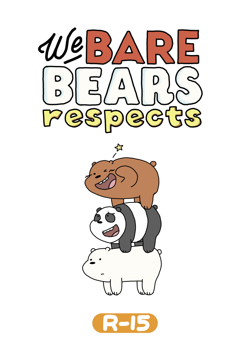 0ottotto0 2015 absurd_res anthro black_body black_nose blush brown_bear brown_body cartoon_network english_text giant_panda grizzly_(wbb) grizzly_bear group hi_res ice_bear kemono mammal one_eye_closed panda_(wbb) polar_bear simple_background text ursid ursine we_bare_bears white_background white_body wink