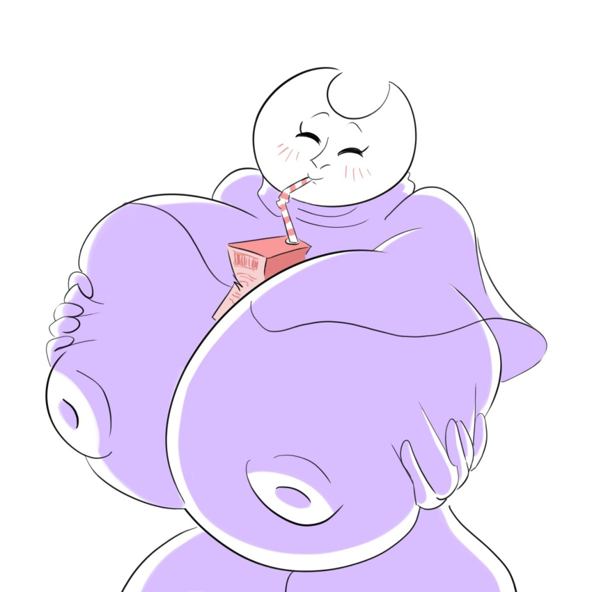 1:1 alien anthro big_breasts blush breast_squeeze breasts bubble_tea_challenge checkyourwhatsapp clothing decres_(hylics) drinking female hi_res huge_breasts humanoid hylics hyper hyper_breasts juice_box mature_female nipple_outline overweight solo tight_clothing wayne_(hylics) wayne_(species)