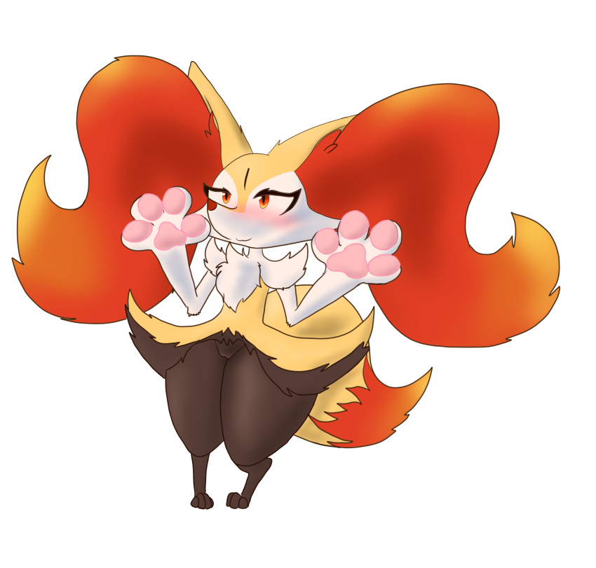 absurd_res alpha_channel anthro big_hands blush braixen brown_body brown_fur chromethefox digital_media_(artwork) dipstick_tail female fur genitals hi_res inner_ear_fluff multicolored_tail nintendo orange_body orange_eyes orange_fur orange_nose pawpads pink_pawpads pok&eacute;mon pok&eacute;mon_(species) presenting pussy signature solo sunny_(chromethefox) tuft video_games white_body white_fur wide_hips yellow_body yellow_fur