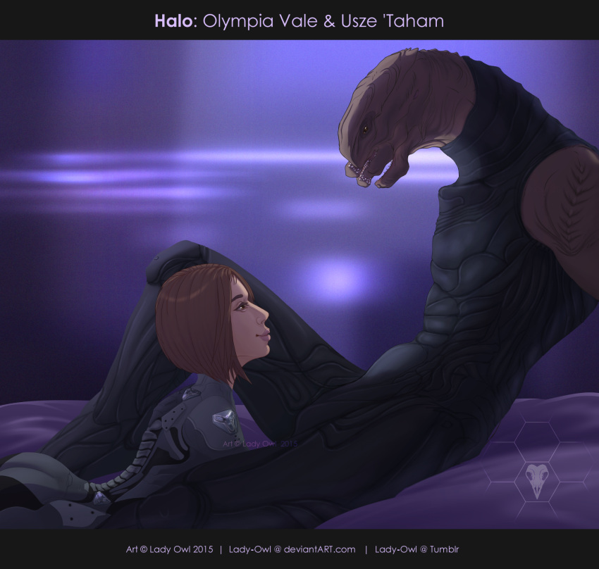 alien anthro biped brown_hair duo female hair halo_(series) hi_res human lady_owl letterbox male male/female mammal microsoft olympia_vale reclining sangheili tagme text url usze_'taham video_games xbox_game_studios
