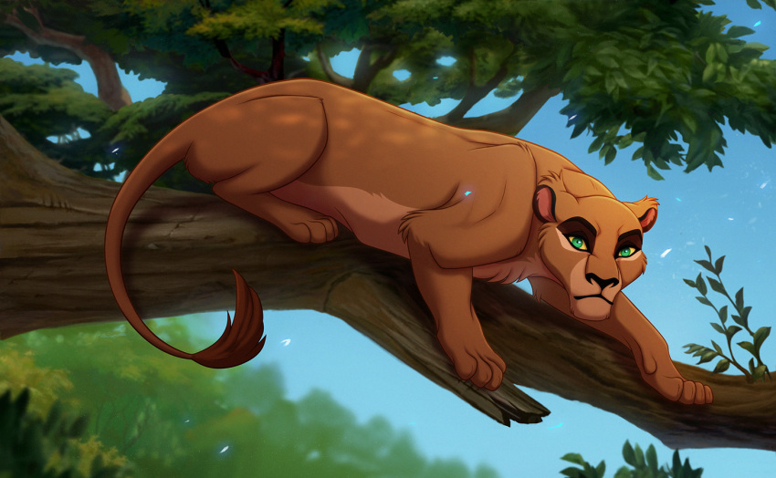 2021 4_toes brown_body brown_fur day detailed_background digital_media_(artwork) disney feet felid female feral fur lion mammal outside pantherine paws sky solo the_lion_king toes x-zelfa