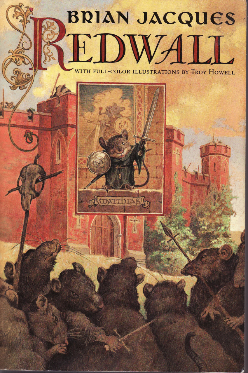1987 5_fingers absurd_res ambiguous_gender anthro badger barefoot belt biped bone book_cover brown_body brown_fur castle character_name clothing cover dagger day english_text feet fingers fur group hi_res holding_dagger holding_object holding_shield holding_spear holding_sword holding_weapon large_group male mammal martin_the_warrior matthias_(redwall) melee_weapon mouse murid murine mustelid musteline outside picture_in_picture plant polearm rat redwall robe rodent scabbard shield skull sky solo spear sword tapestry teeth text traditional_media_(artwork) tree troy_howell weapon whiskers