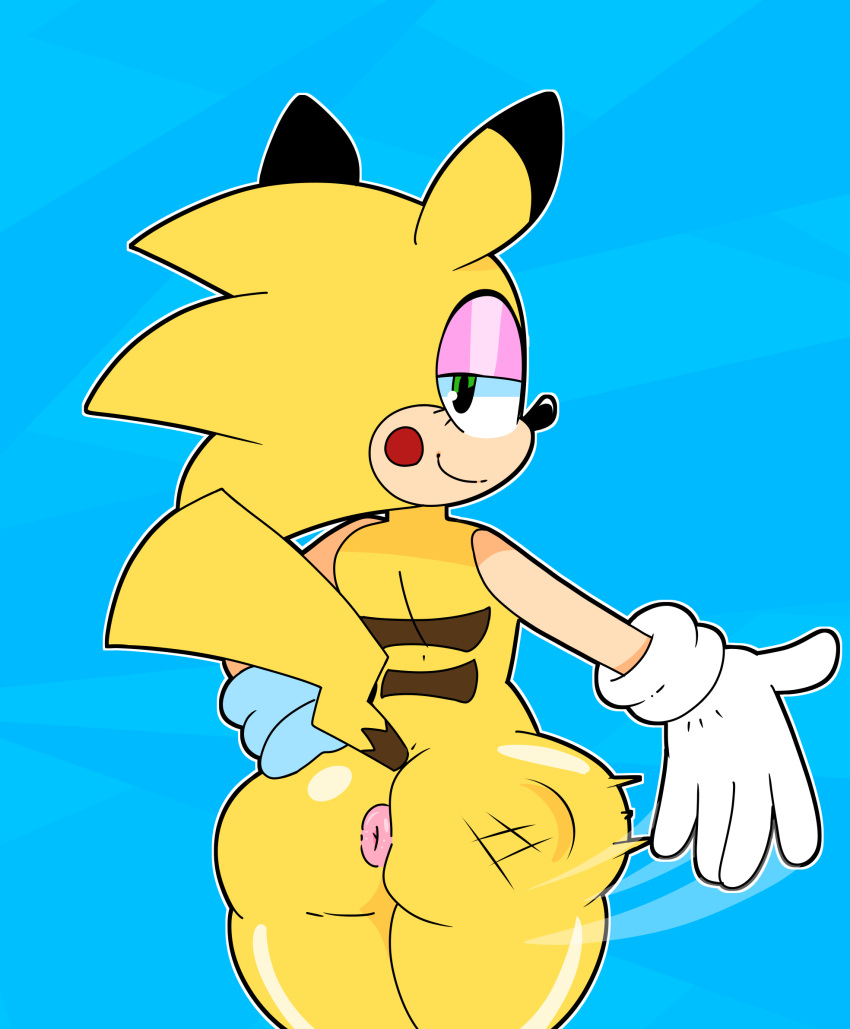 anthro anus fan_character fanboy hi_res horaco male male/male nintendo pikachu pok&eacute;mon pok&eacute;mon_(species) solo sonichu_(character) sonichu_(series) thehoraco video_games why