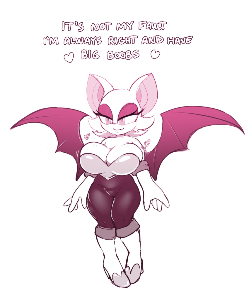 &lt;3 absurd_res animal_humanoid anthro big_breasts breasts chiropteran chiropteran_humanoid cleavage clothed clothing dwps english_text female full-length_portrait gloves handwear hi_res humanoid mammal mammal_humanoid portrait rouge_the_bat sega solo sonic_the_hedgehog_(series) text wings