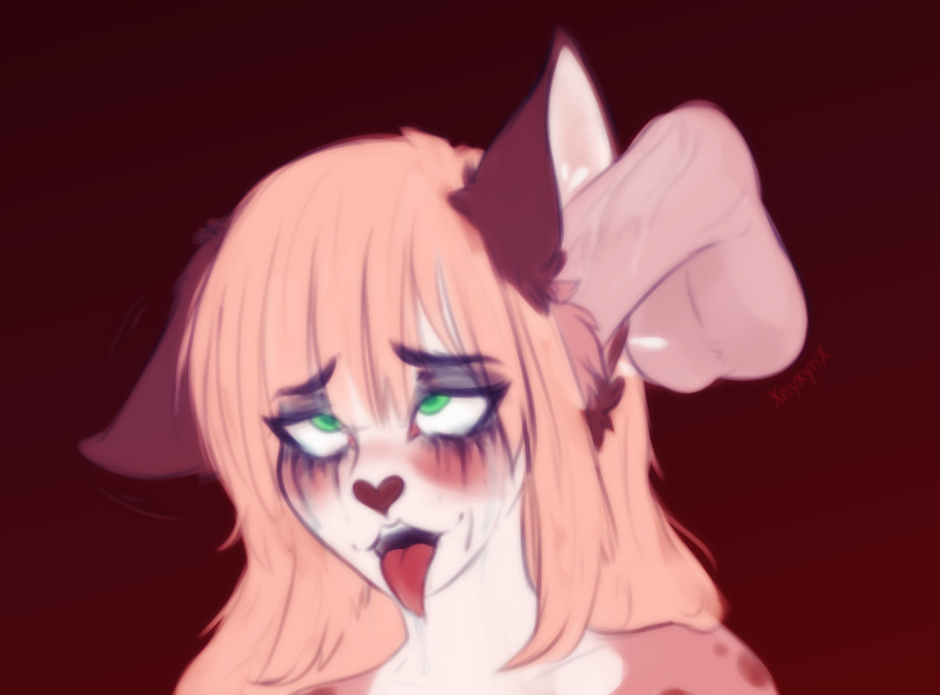 &lt;3 ahegao anthro arctic_fox balls blush bodily_fluids canid canine disembodied_penis drooling duo ear_penetration eye_roll eyebrows female fluffy_ears fox fucked_silly genitals green_eyes hair heart_nose hi_res humanoid_genitalia humanoid_penis long_hair looking_pleasured makeup male male/female mammal marble_fox messy_hair mindfuck open_mouth penetration penis pink_hair red_fox running_makeup saliva simple_background taz_(xnyxynx) tears tongue tongue_out vein veiny_penis xnyxynx