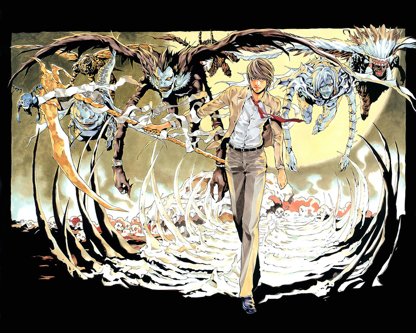 death_note male obata_takeshi ryuk shinigami wallpaper yagami_light