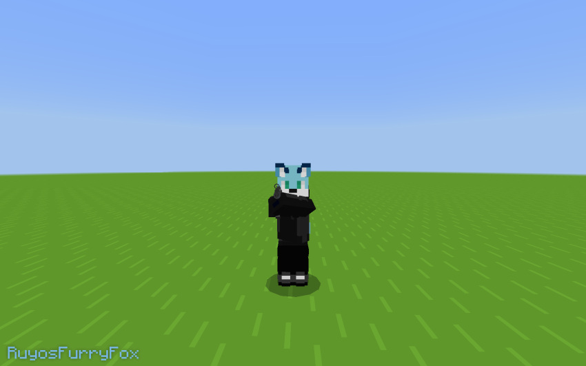 animal_humanoid anthro canid canid_humanoid canine canine_humanoid clothing fox fox_humanoid fur grey_clothing grey_hoodie grey_topwear gun hi_res hoodie humanoid male mammal mammal_humanoid microsoft minecraft mojang ranged_weapon ruyosfurryfox solo topwear weapon xbox_game_studios