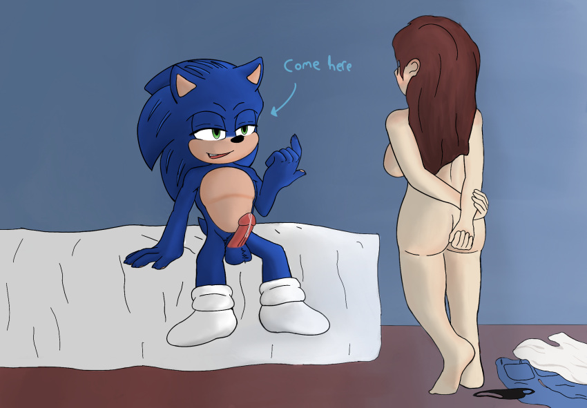 anthro bodily_fluids erection eulipotyphlan fan_character female genital_fluids genitals glamarts23 hedgehog hi_res human interspecies male male/female mammal penis precum pubes pubes_exposed sega sonic_the_hedgehog sonic_the_hedgehog_(film) sonic_the_hedgehog_(series)