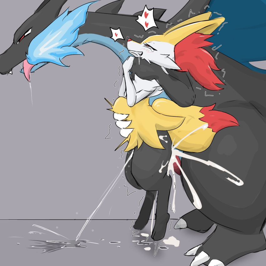 1:1 abdominal_bulge ambiguous_penetration anthro biped bodily_fluids braixen cum cum_inside duo erection female fur generation_6_pokemon genital_fluids genitals heart_symbol hi_res male male/female mega_charizard mega_charizard_x mega_evolution nintendo penetration penile penile_penetration penis pokemon pokemon_(species) saeko_art sex white_body white_fur yellow_body yellow_fur