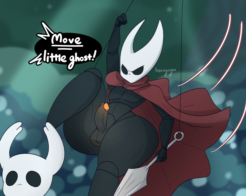 5:4 anthro arthropod athletic balls big_butt butt cloak clothing crossgender curvy_figure duo exposed genitals girly hi_res hollow_knight hornet_(hollow_knight) hornynym huge_butt humanoid humanoid_genitalia humanoid_penis hyper hyper_butt insect male male/male pecs penis protagonist_(hollow_knight) segmented small_penis swinging team_cherry thick_thighs unaware vessel_(species) video_games wardrobe_malfunction wide_hips