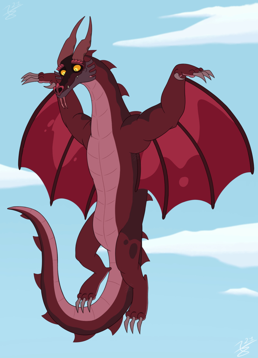 adult_swim balthromaw cartoon_network digital_media_(artwork) dragon feral flying genocide_knight hi_res looking_down male rick_and_morty sky slut_dragon smile spread_wings wings