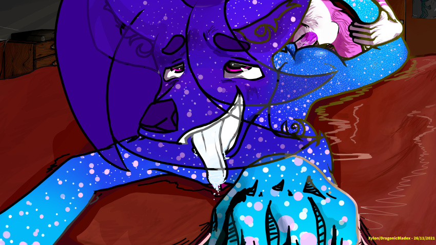 16:9 2021 4k absurd_res anal anal_penetration anthro astropha_(oc) bedroom_setting blush bodily_fluids butt canid canine canis cosmic_hair dawn_(fursona) digital_media_(artwork) dominant dragonicbladex duo erection ethereal_hair from_behind_position genital_fluids genitals hair hi_res humanoid_genitalia humanoid_penis legs_up long_hair looking_pleasured lying male male/male mammal nude on_front open_mouth penetration penile penile_penetration penis precum raised_tail saliva saliva_on_tongue sex shaded slim solo_focus spread_legs spreading tongue tongue_out toony vein veiny_penis widescreen wolf