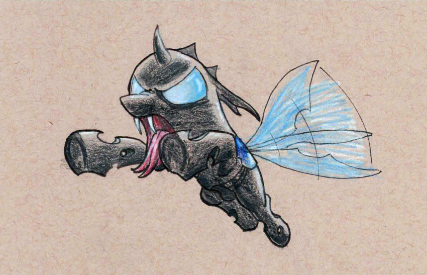 arthropod black_body carapace changeling doesnotexist drone_(mlp) fangs feral flying friendship_is_magic hasbro hi_res hooves horn insect_wings my_little_pony quadruped solo wings