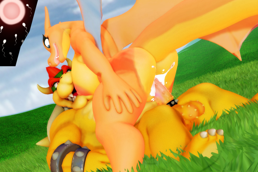 3:2 3d_(artwork) accessory anthro balls big_breasts bodily_fluids bowser breasts butt charizard cock_ring collar cum cum_in_pussy cum_inside digital_media_(artwork) duo erection female genital_fluids genitals hi_res horn impregnation internal jewelry koopa male male_penetrating malicekira mario_bros nintendo nipples nude open_mouth ovum penetration penis penis_accessory penis_jewelry pok&eacute;mon pok&eacute;mon_(species) pussy scalie sex sperm_cell spiked_balls spikes spikes_(anatomy) vaginal vaginal_penetration video_games