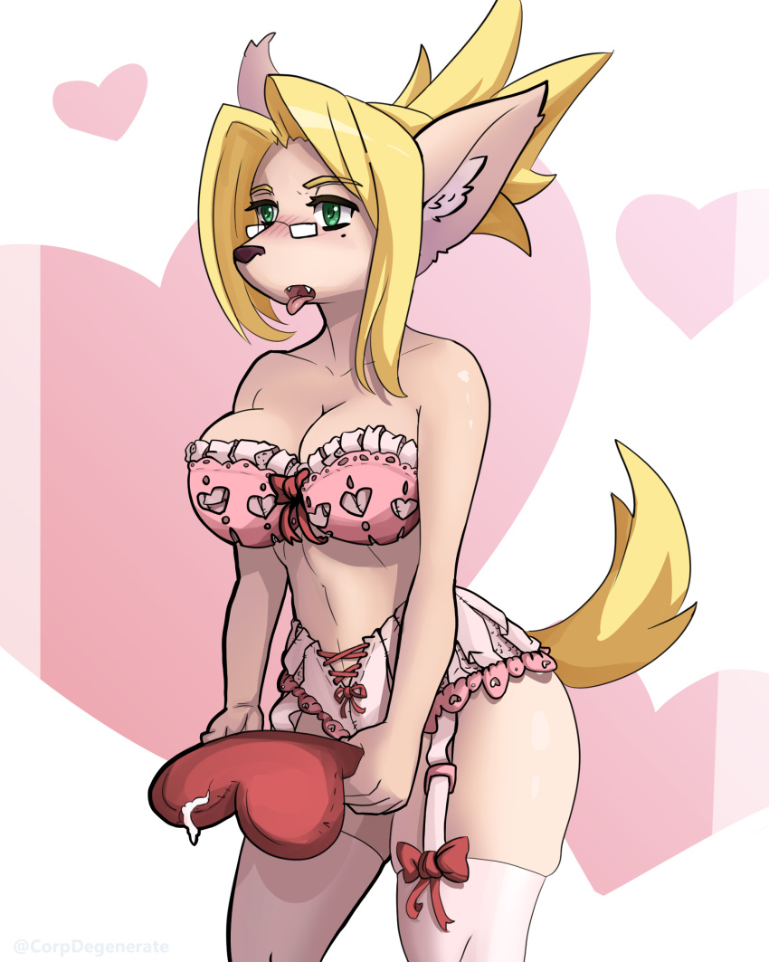 &lt;3 4:5 absurd_res anthro beauty_mark blonde_hair border_collie breasts canid canine canis cleavage clothed clothing collie corpdegenerate cyberconnect2 domestic_dog eyewear female garter_straps glasses green_eyes hair heart_pillow herding_dog hi_res holidays lingerie little_tail_bronx mammal merveille_million misleading_thumbnail pastoral_dog pillow plush_stuffing plushie sharp_teeth sheepdog solatorobo solo teeth tongue tongue_out valentine's_day video_games