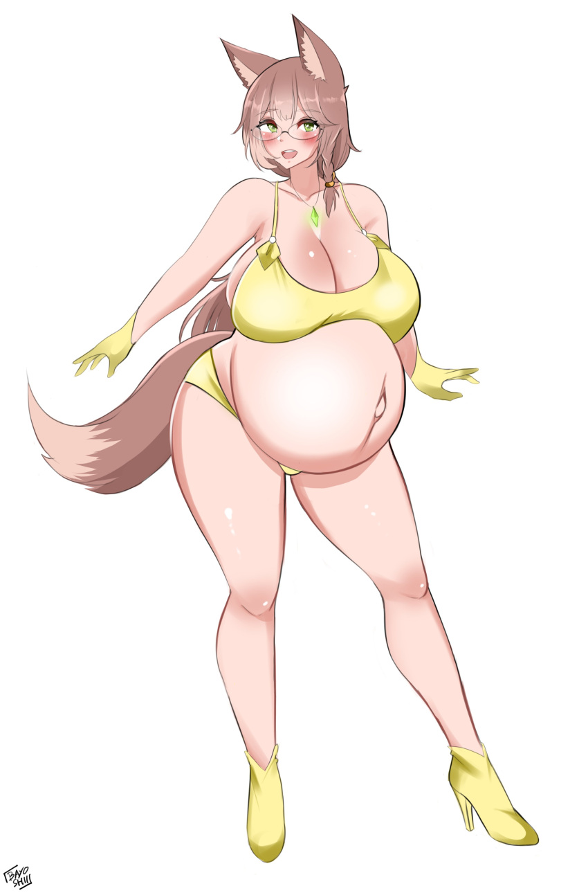 absurd_res animal_humanoid bayoshii belly big_belly big_breasts breasts cat_humanoid cleavage clothed clothing felid felid_humanoid feline feline_humanoid female hi_res huge_breasts humanoid looking_at_viewer mammal mammal_humanoid pregnant solo