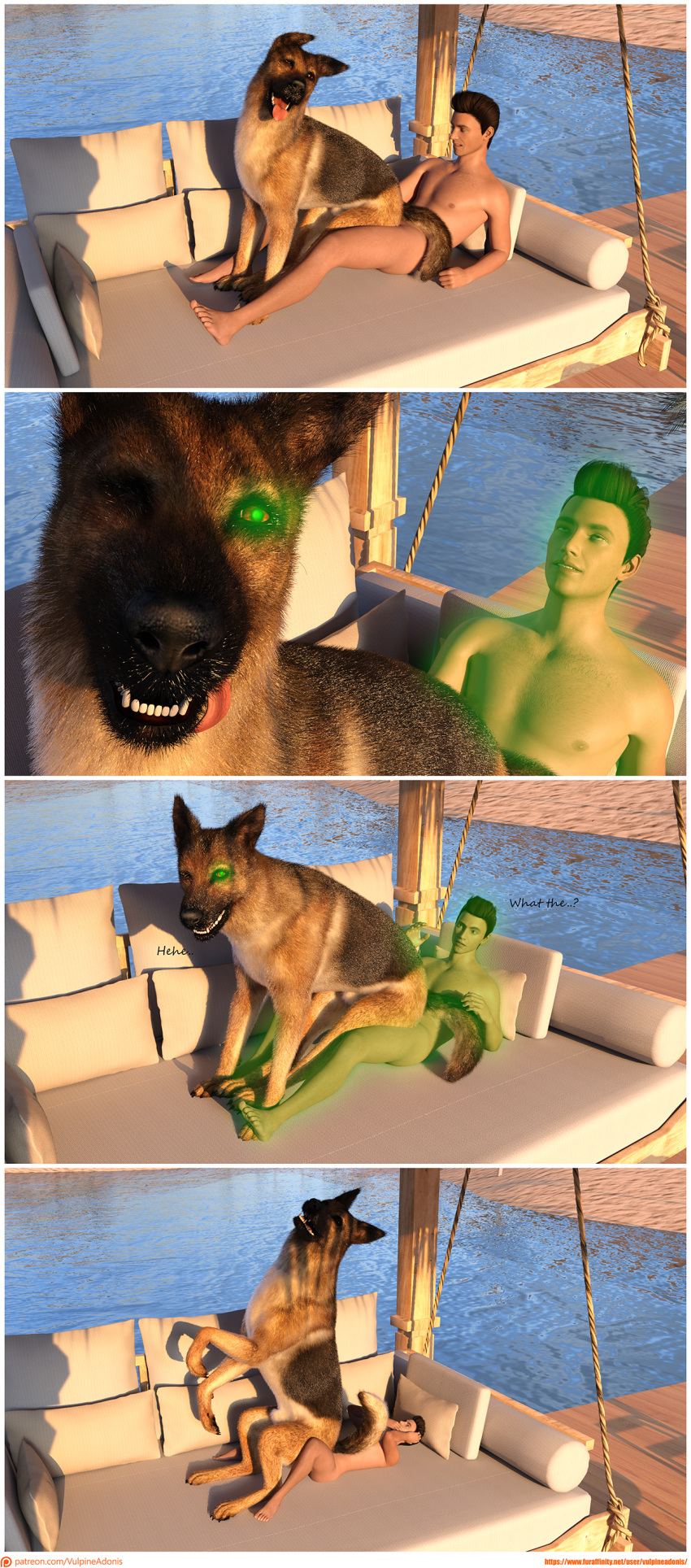 3d_(artwork) absurd_res anal bestiality butt canid canine canis digital_media_(artwork) domestic_dog duo feral forced german_shepherd herding_dog hi_res human human_penetrating macro male male/male male_on_feral mammal micro nude on pastoral_dog penetration power_bottom sat sex shrinking sitting size_transformation text transformation url vulpineadonis