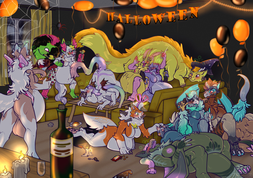 alcohol anthro arthropod beverage bubble canid canine capcom chubby_female cock_vore dragon drunk drunk_bubble equid equine felid feline felyne female feral flying_wyvern friend genitals group halloween hi_res holidays horn insect lepidopteran longwei lycanroc lynian mammal monster_hunter moth nargacuga nintendo oral oral_vore oralvore party penile penis pok&eacute;mon pok&eacute;mon_(species) serval slightly_chubby substance_intoxication unicorn unimoth video_games vore vorgy wyvern young_intellegent_furry_friend youngintellegentfurryfriend