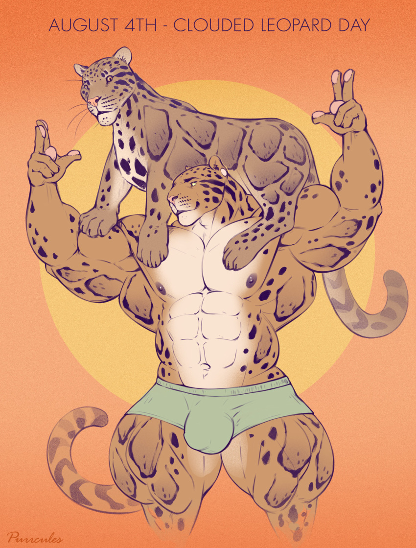 2021 abs ambiguous_gender anthro areola benji_(character) biceps big_bulge big_muscles biped boxers_(clothing) boxers_only brown_body brown_fur bulge clothed clothing clouded_leopard digital_media_(artwork) duo felid feral fur genital_outline glistening glistening_nipples handpaw hi_res huge_muscles huge_thighs looking_at_another looking_down mainlion male mammal muscular muscular_anthro muscular_male muscular_thighs navel nipples nude on_top pantherine pawpads paws pecs penis_outline pink_pawpads pose quadruped quads smile spots spotted_body spotted_fur standing tan_body tan_fur thick_thighs tight_underwear underwear underwear_only whiskers