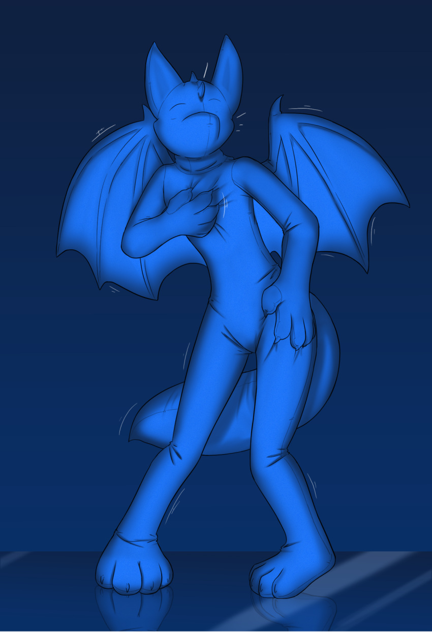 anthro canid canine canis dragon featureless_crotch featureless_face hi_res male mammal naughtycatnick plantigrade solo standing wings wolf zentai zentai_suit