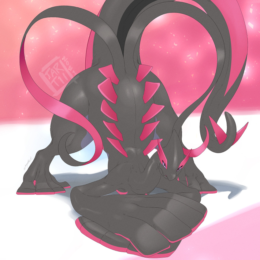 1:1 ambiguous_gender feral grey_body grey_skin hi_res hybrid jack-o'_pose legendary_pok&eacute;mon looking_at_viewer lugia nintendo pink_body pink_skin pok&eacute;mon pok&eacute;mon_(species) pose purple_sclera salazzle salugia simple_background smile smooth_skin solo spreading tartii thick_tail thick_thighs video_games