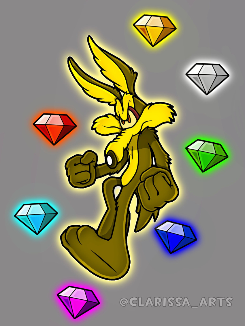 anthro canid canine canis chaos_emerald clarissa_arts coyote crossover hi_res looney_tunes male mammal sega solo sonic_the_hedgehog sonic_the_hedgehog_(series) super_form super_sonic toony video_games warner_brothers wile_e._coyote