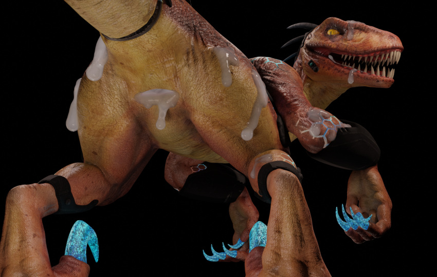 3d_(artwork) animal_genitalia big_butt big_teeth bodily_fluids butt cloaca cloacal cum cum_in_cloaca cum_in_mouth cum_inside cum_on_arm cum_on_face cum_on_leg cybernetics cyborg digital_media_(artwork) dinosaur dromaeosaurid female feral genital_fluids genitals hi_res killer_instinct machine microsoft multicolored_body multicolored_scales rareware reptile reptilligator riptor scales scalie simple_background solo teeth theropod thick_thighs velociraptor video_games xbox_game_studios