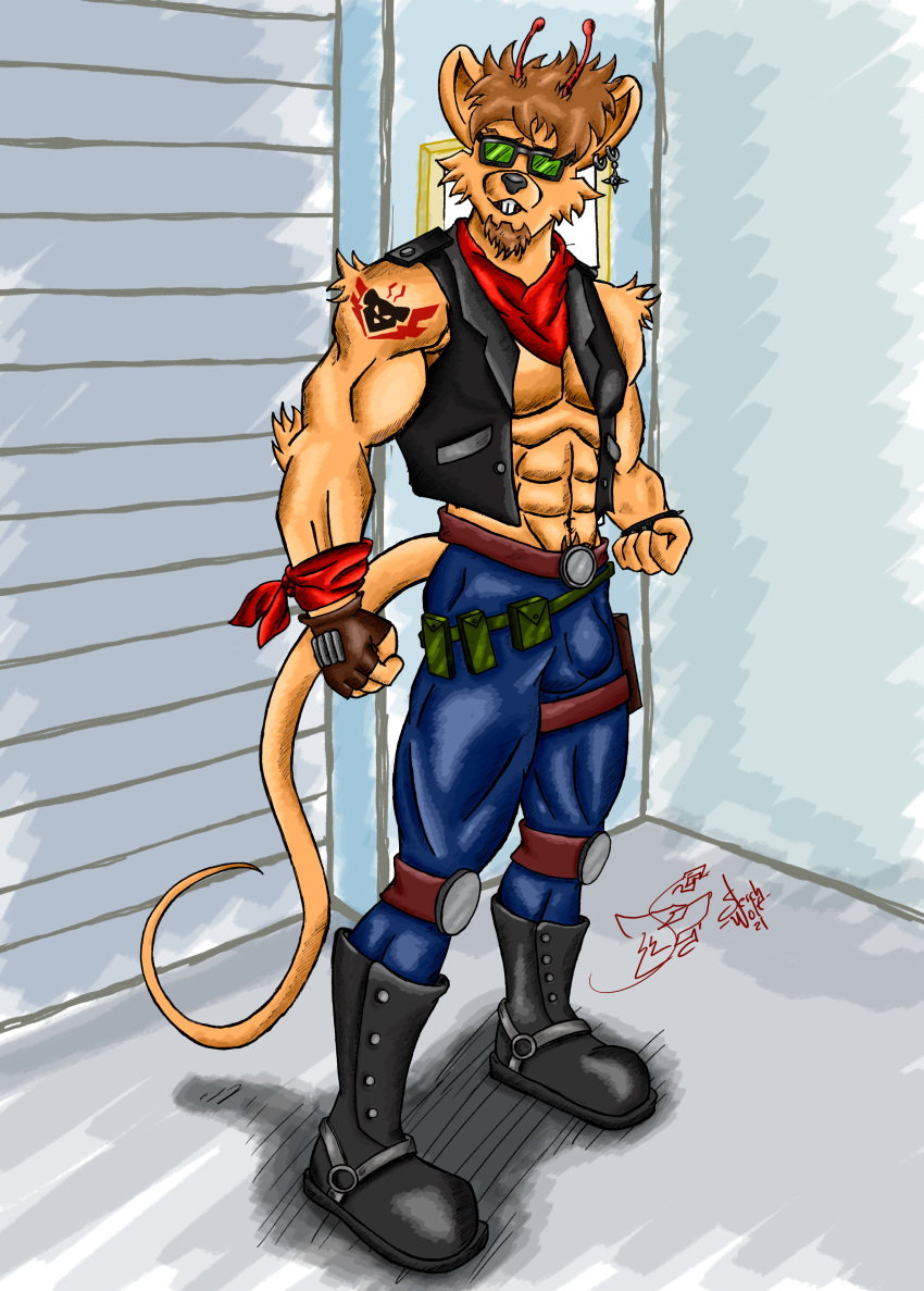 abs absurd_res anthro biker_mice_from_mars digital_media_(artwork) hi_res lobo_serchwolf male male/male mammal mouse murid murine muscular muscular_male rodent solo throttle