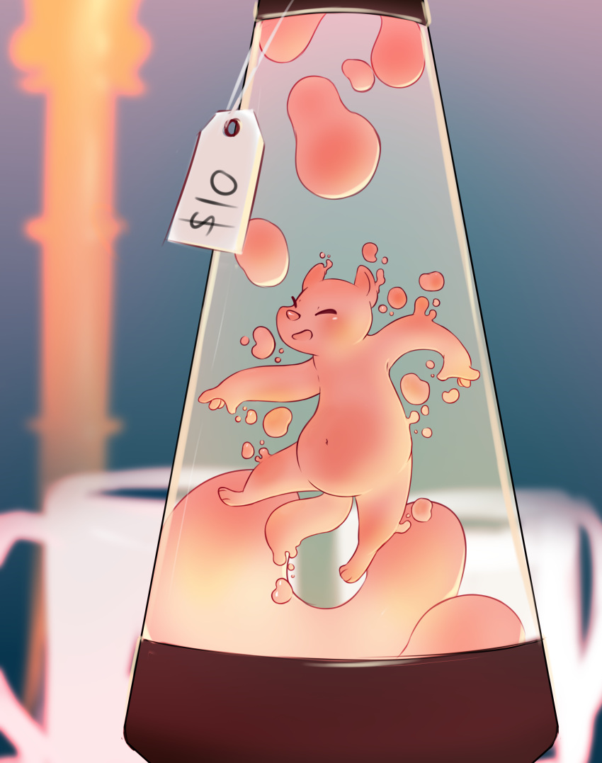 2019 absurd_res anthro blurred_background conditional_dnp container cup digital_media_(artwork) elijah-draws goo_creature hi_res lamp lava_lamp light lighting open_mouth price_tag shaded solo