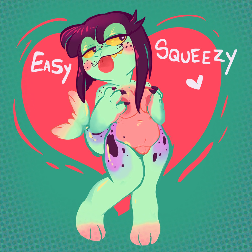 1:1 anthro blush blush_stickers breast_squish breasts chubby_anthro chubby_female female front_view geekoflimn geekoflove genitals hi_res kawaiigeek mammal marine pinniped pudgy_belly pussy seal short_stack slightly_chubby smooth_skin solo squish tongue tongue_out wide_hips yuzu_seal