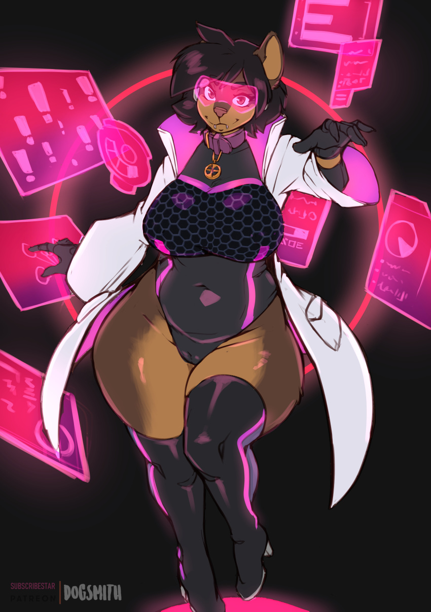 absurd_res anthro big_breasts breasts canid canine canis clothing domestic_dog female genitals hi_res kaj_(vaerinn) legwear looking_at_viewer mammal mastiff molosser pussy rottweiler solo the_dogsmith thick_thighs thigh_highs wide_hips