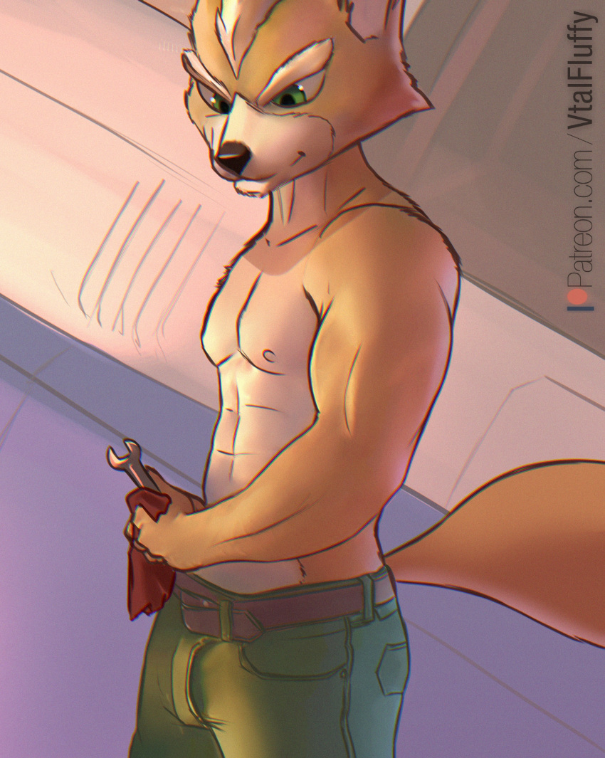 2021 abs absurd_res anthro canid canine fox fox_mccloud hi_res male mammal muscular nintendo shirtless solo star_fox v-tal video_games