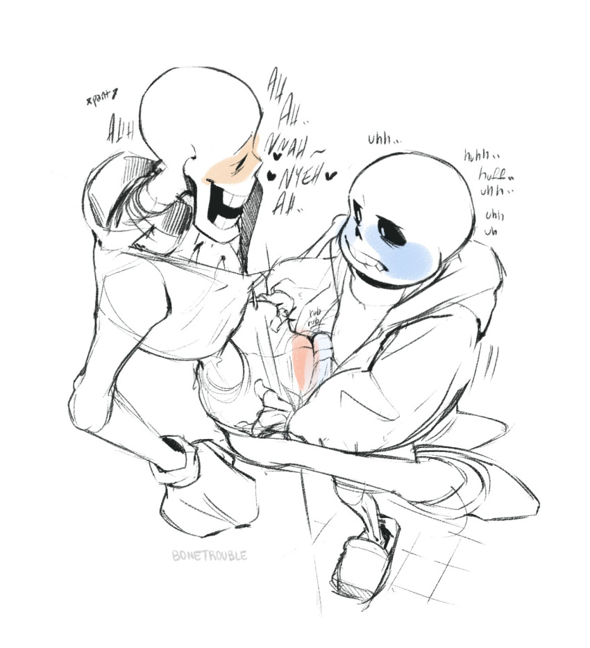 &lt;3 animated_skeleton anterior_nasal_aperture bite biting_lip biting_own_lip blush bone bonetrouble breath brother brothers bulge bulge_frottage clothing duo frottage hi_res hoodie humanoid incest_(lore) looking_pleasured male male/male not_furry onomatopoeia open_mouth panting papyrus_(undertale) sans_(undertale) self_bite sex sibling simple_background skeleton sound_effects teeth text topwear undead undertale undertale_(series) video_games white_background