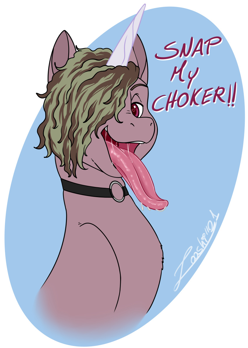 absurd_res bodily_fluids choker equid equine feral hasbro hi_res horn horse jewelry long_tongue male mammal mane meme mlp_g5 my_little_pony my_little_pony:_a_new_generation necklace open_mouth pony saliva seductive solo suggestive tongue unicorn until_it_snaps zooshi