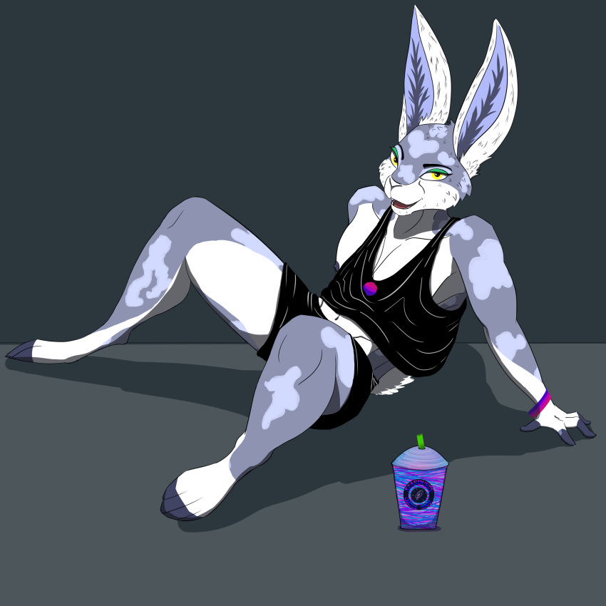 1:1 absurd_res anthro artemisfoxe bisexual clothed clothing female hare hi_res lagomorph leporid male mammal sitting solo
