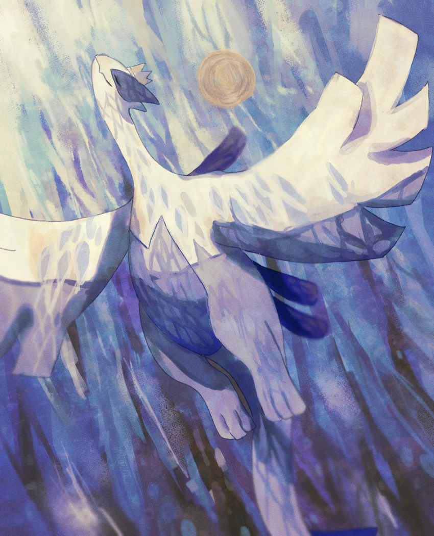 eyes_closed feral flying hi_res legendary_pok&eacute;mon lugia nintendo pok&eacute;mon pok&eacute;mon_(species) solo sun video_games white_body wood_sora