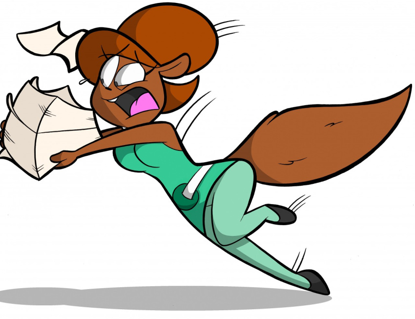 anthro clothing falling female hanna-barbera legwear mammal motion_lines pantyhose paper penny_squirrel rodent sciurid secret_squirrel_show solo surprise tempson tripping