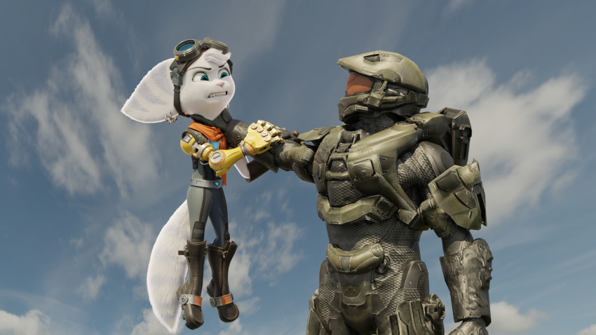 16:9 3d_(artwork) anonymous_artist anthro armor asphyxiation blender_(software) choking cybernetic_arm cybernetic_limb digital_media_(artwork) duo eyewear female fur goggles halo_(series) hi_res human humanoid lombax male male/female mammal master_chief microsoft ratchet_and_clank rivet_(ratchet_and_clank) sony_corporation sony_interactive_entertainment video_games violence widescreen xbox_game_studios