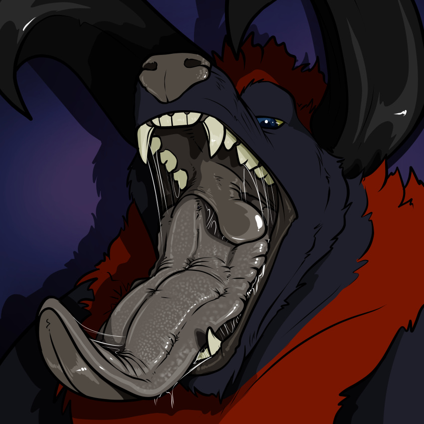 akudrache anthro behemoth_(ff) big_uvula bodily_fluids drooling final_fantasy hi_res horn lips macro male open_mouth saliva solo square_enix teeth tongue tongue_out uvula video_games vore