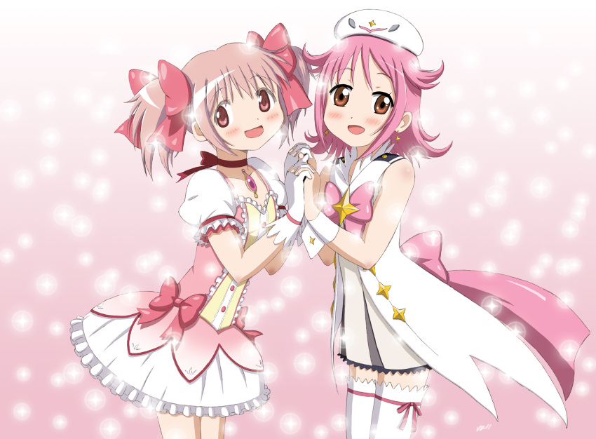 crossover duplicate highres houkago_no_pleiades kaname_madoka mahou_shoujo_madoka_magica pixel-perfect_duplicate vzmk2