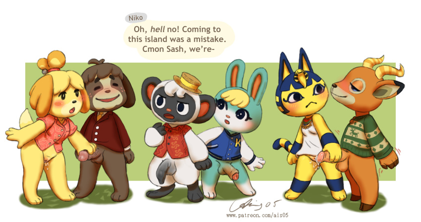 2021 :&lt; ?! absurd_res ais05 angry animal_crossing ankha_(animal_crossing) anthro beau_(animal_crossing) biped blush bodily_fluids bottomless canid canine canis cervid clothed clothing dialogue digby_(animal_crossing) digital_media_(artwork) domestic_cat domestic_dog dominant dominant_female english_text erection excited felid feline felis female foreskin genital_fluids genitals group haplorhine happy hat headgear headwear hi_res holding_penis humanoid_genitalia humanoid_penis incest_(lore) isabelle_(animal_crossing) lagomorph leporid male male/female mammal mind_control monkey niko_(animal_crossing) nintendo penis precum primate pussy pussy_juice rabbit sasha_(animal_crossing) standing surprise tail_motion text video_games