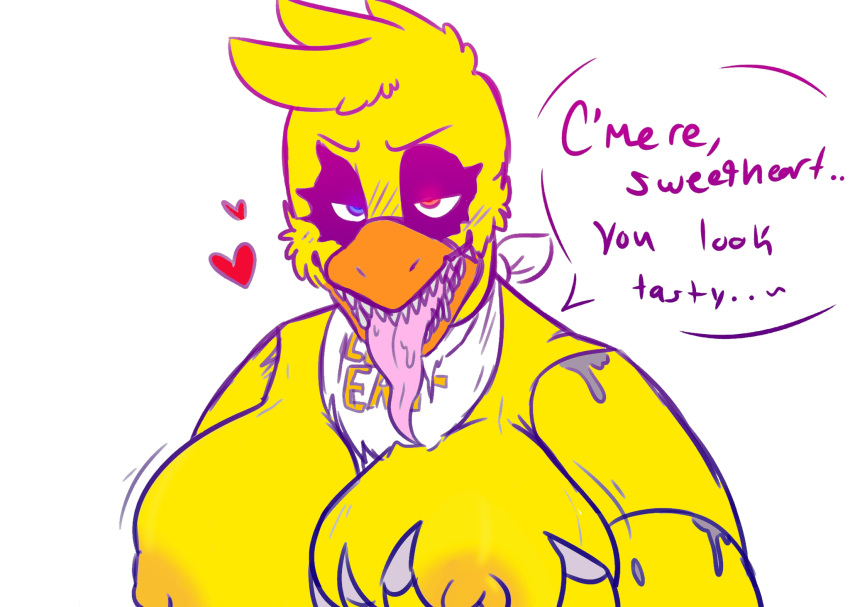 &lt;3 2021 animatronic anthro avian beak bedroom_eyes bib bird blush breasts candyxxxcorpse chicken color_edit colored dialogue digital_media_(artwork) edit english_text female five_nights_at_freddy's five_nights_at_freddy's_4 galliform gallus_(genus) head_tuft heterochromia hi_res holding_breast inverted_nipples long_tongue looking_at_viewer machine narrowed_eyes nightmare_chica_(fnaf) nipples non-mammal_breasts open_mouth phasianid pink_nipples robot scottgames seductive sharp_teeth sketch smile solo speech_bubble talking_to_viewer teeth text tongue tuft video_games