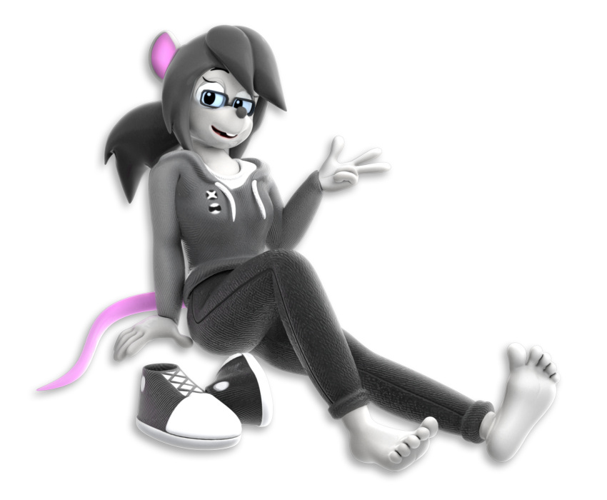 2019 3d_(artwork) 5_toes alpha_channel anthro barefoot clothing digital_media_(artwork) eyewear feet female glasses hair hi_res hoodie humanoid_feet jcthornton mammal mouse murid murine ponytail rodent simple_background sitting solo tatiana_(sorcererlance) toes topwear transparent_background