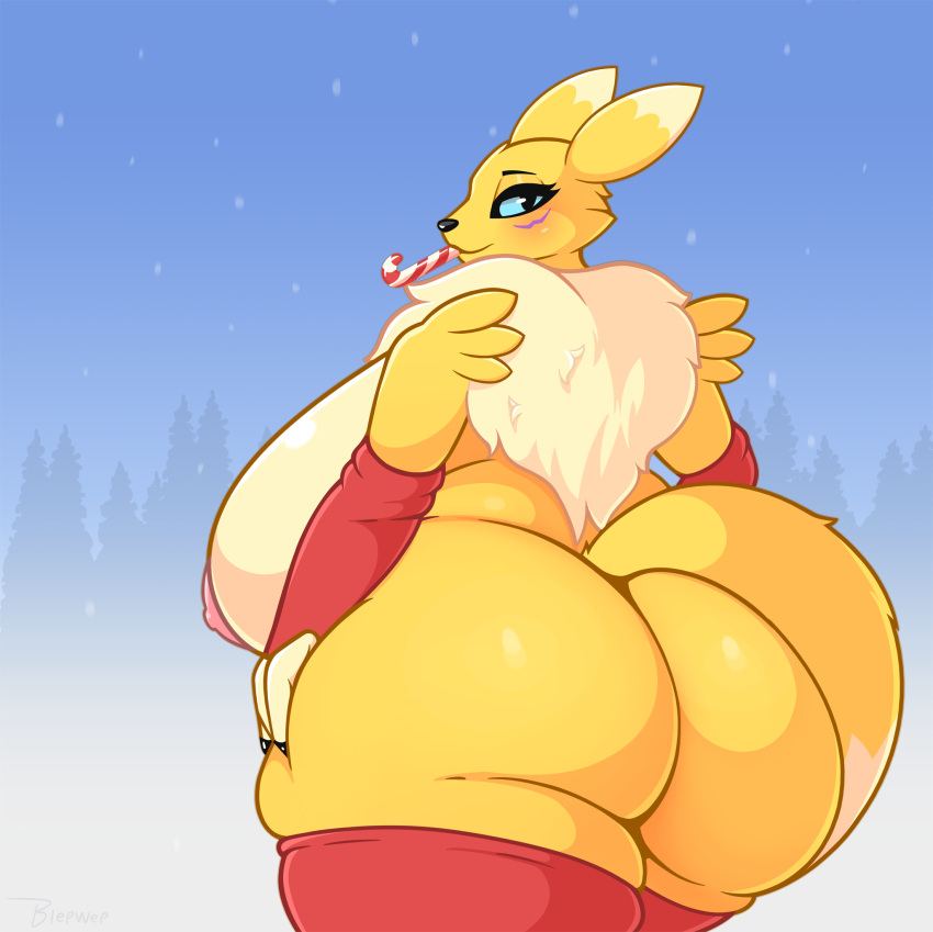 anthro bandai_namco big_breasts big_butt blepwep breasts butt digimon digimon_(species) female hi_res huge_breasts huge_butt renamon solo thick_thighs
