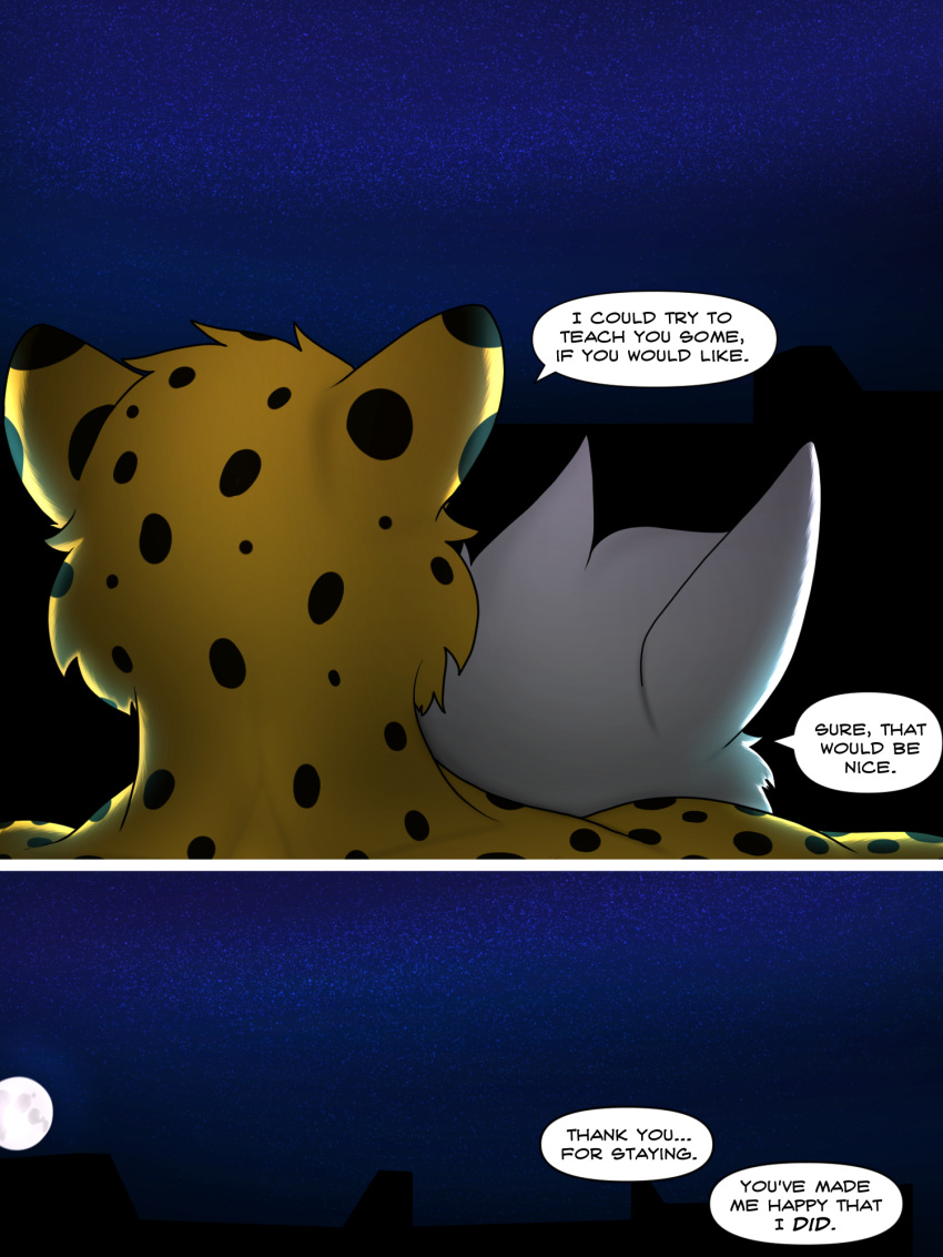 3:4 canid canine canis comic cuddling darth_vader_sanchez_(housepets!) english_text felid hi_res housepets! jata_(housepets!) leopard male male/male mammal outside pantherine text trashbadger webcomic wolf